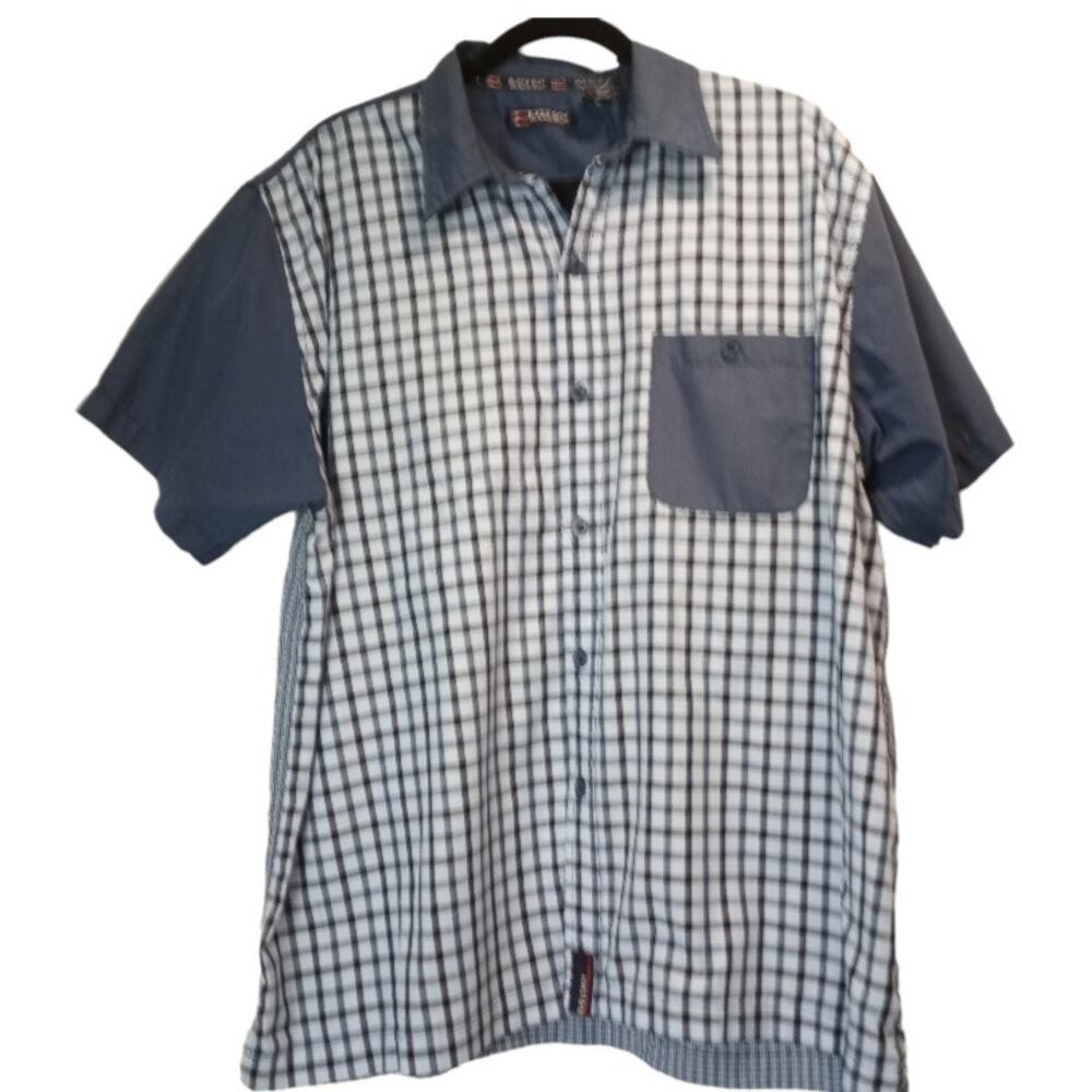 BUGLE BOY Men's Mixed Print Button Up Shirt  Eagle  XL  Retro Casual